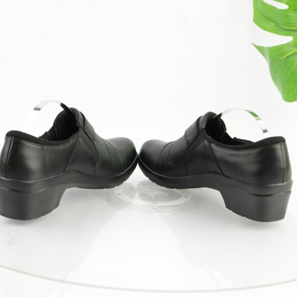 Clarks Womens Angie Pearl Loafers Size 7 M Black Leather Booties Shoe Block Heel - Picture 6 of 12